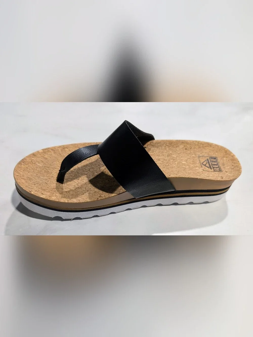 Reef Black Cork-Style Platform Thong Sandals - Women